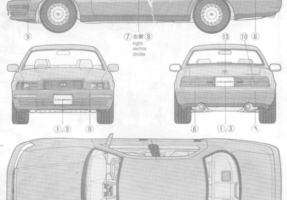 Toyota Celsior (1990) (Тоёта Целсиор (1990)) - чертежи (рисунки) автомобиля